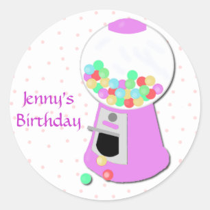 Pink Gumball Machine Party Sticker