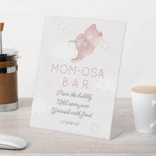 Pink Gummy Bear Baby Shower Mum-osa Bar Pedestal Sign