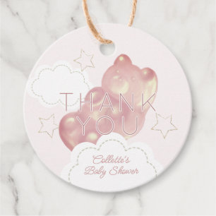 Pink Gummy Bear Cloud Star Baby Shower Favour Tags