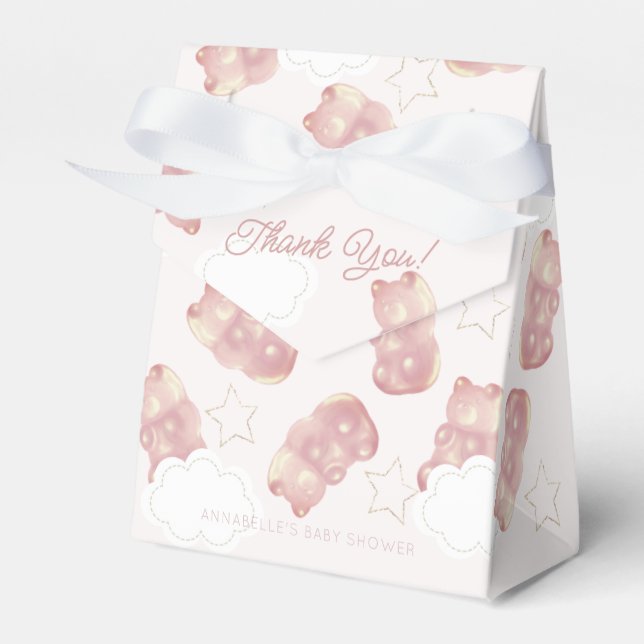Pink Gummy Bear Girl Baby Shower Favour Box (Front Side)