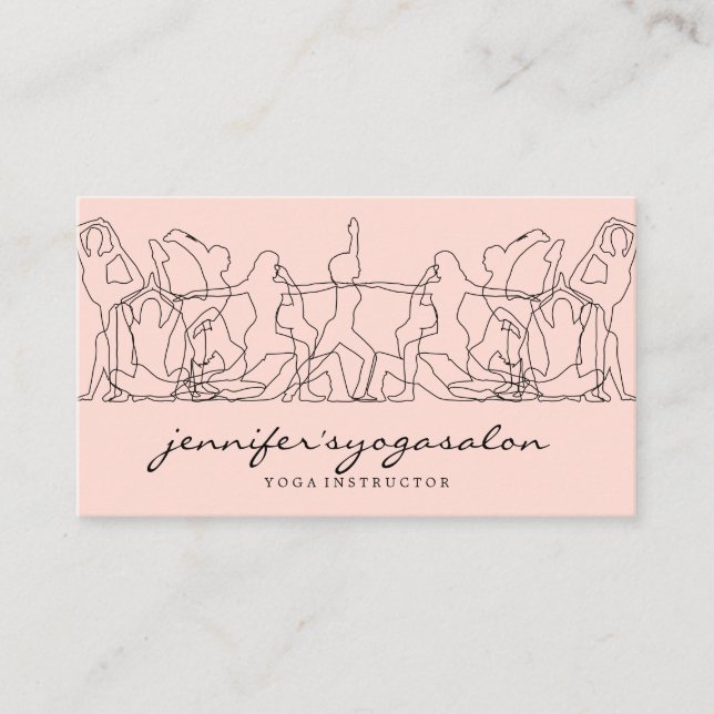 Pink gym mobile yoga class business card (Front)