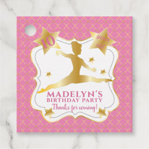 Pink Gymnast Gymnastics Birthday Girl Thank You Favour Tags