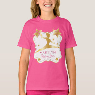 Pink Gymnast Rising Star Gymnastics Birthday Girl  T-Shirt