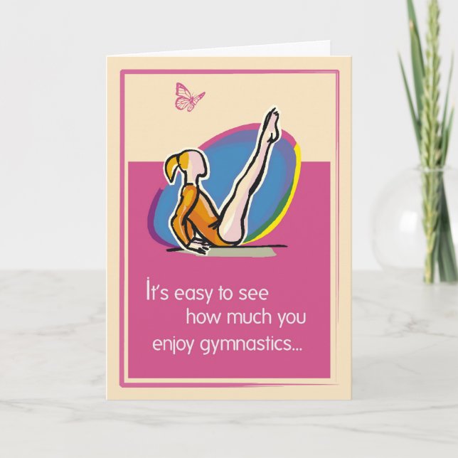 Pink Gymnastics Congratulations Card (Front)