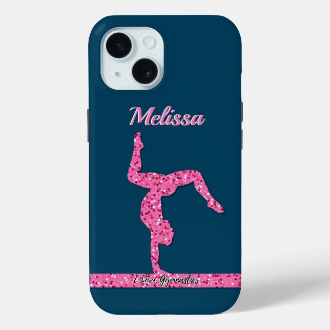 Pink Gymnastics Girl Sparkle Balance Beam Case-Mate iPhone Case (Back)