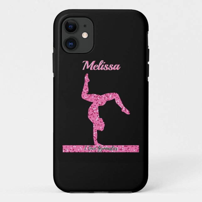 Pink Gymnastics Girl Sparkle Balance Beam Case-Mate iPhone Case (Back)