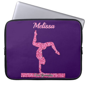 Pink Gymnastics Girl Sparkle Balance Beam Laptop Sleeve