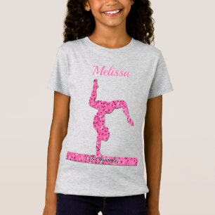 Pink Gymnastics Girl Sparkle Balance Beam T-Shirt