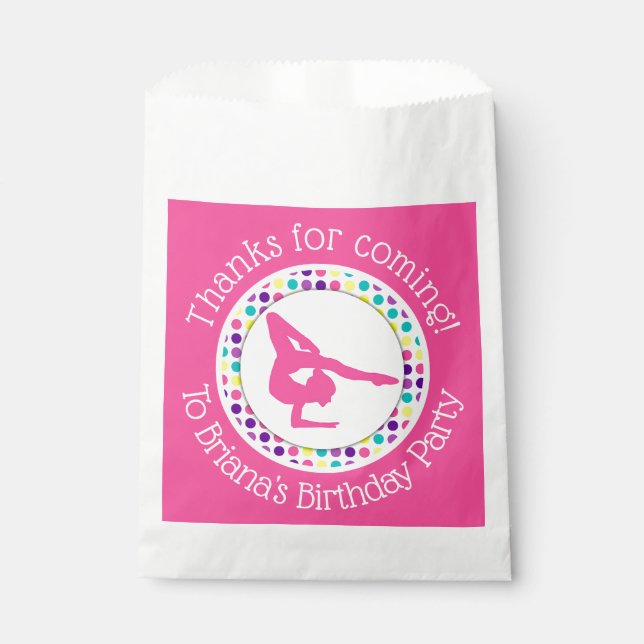 Pink Gymnastics Party Favours for a Girl Favour Ba Bags (Front)
