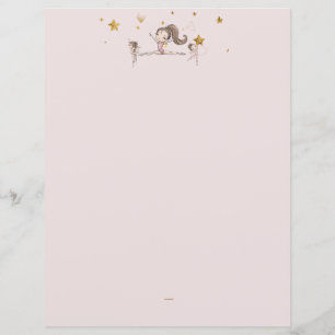 Pink Gymnastics Tumbling Birthday Stationery