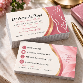 Pink Gynaecologist and Obstetrics business card