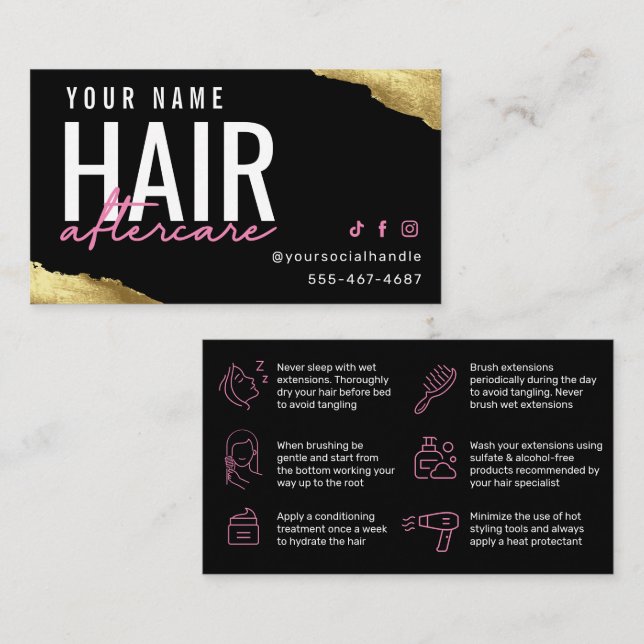 Pink Hair Aftercare Card  (Front/Back)