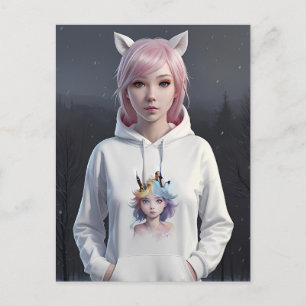 Pink Hair and Ears Postcard