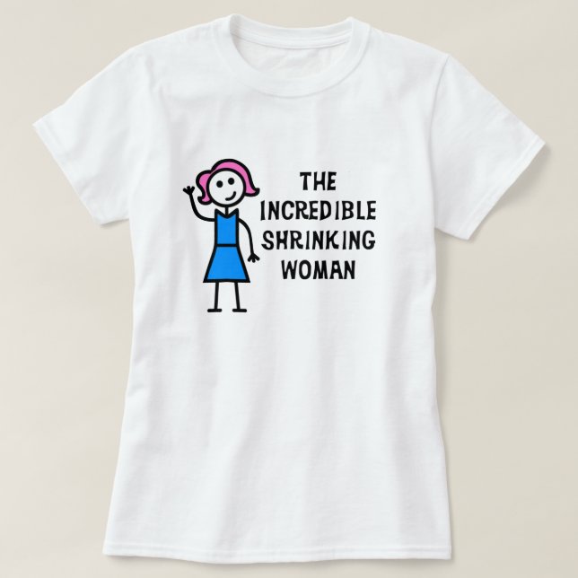 Pink Hair Incredible Shrinking Woman T-Shirt (Design Front)