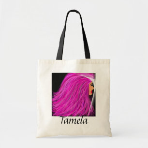 Pink hair lady tote bag