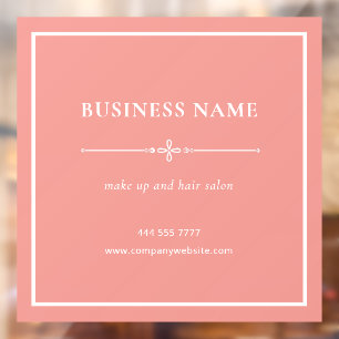 Pink Hair Nail Salon Business Name White Frame Window Cling