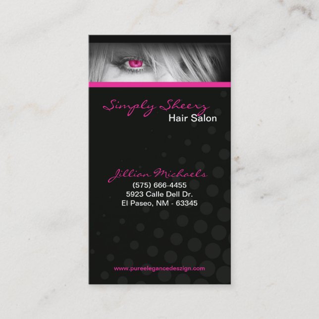 Pink Hair Salon Beauty Shop Boutiq Business Card (Front)