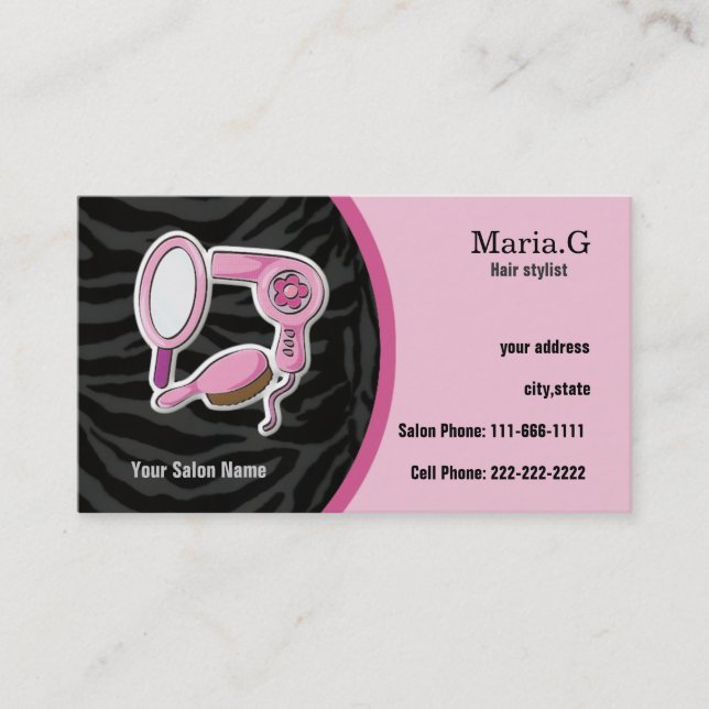 Pink Hair Salon cards with appointment on back (Front)