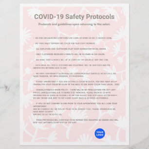 Pink Hair Salon COVID19 Safety Protocol Custom Letterhead