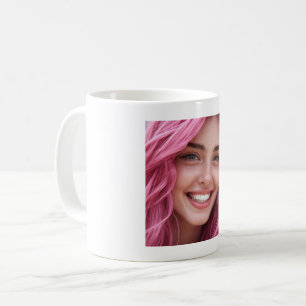 Pink Hair Smiling Woman Portrait Coffee Mug