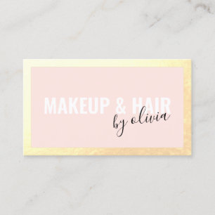 Pink Hair Stylist and Makeup Artist Gold Frame Bu Business Card