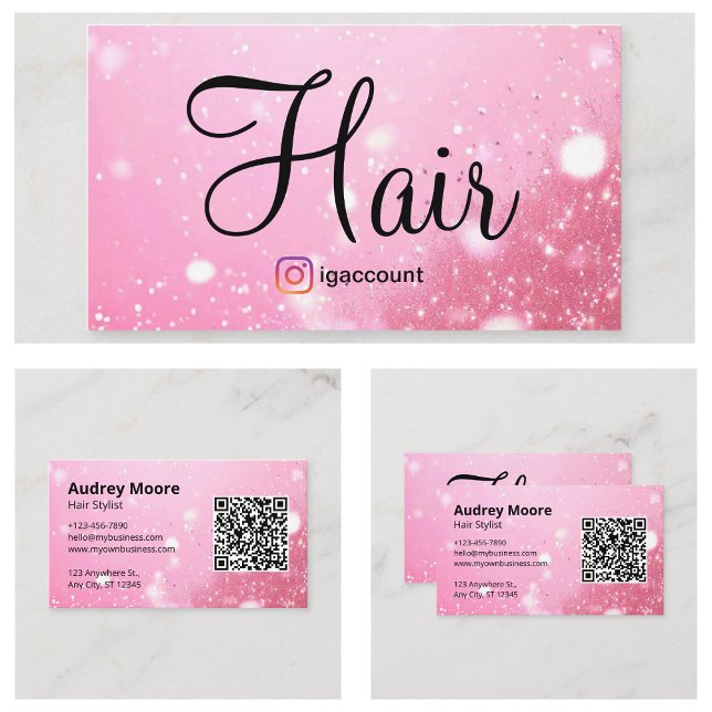 Pink Hair Stylist Hair Salon Business Card (Pink Hair Stylist Hair Salon Business Card
)