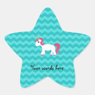 Pink hair unicorn turquoise chevrons star sticker