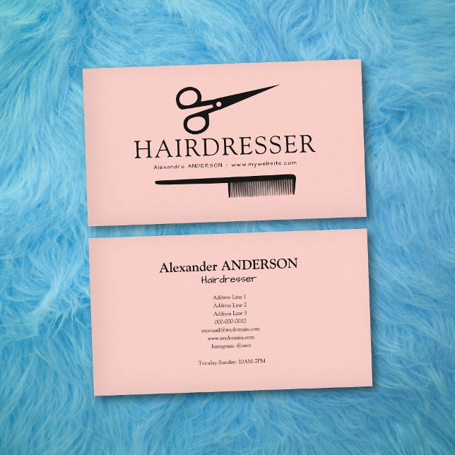 Pink Hairdresser Business Card (Pink Hairdresser Business Card)