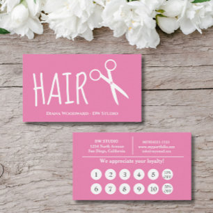 Pink Hairdresser Flat Loyalty Card