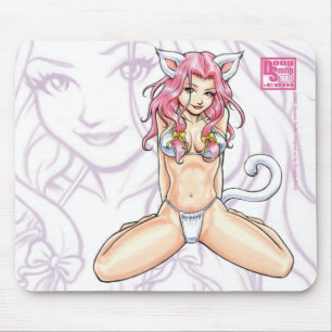 Pink Haired Catgirl Mousepad