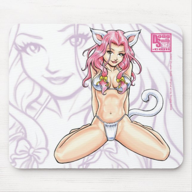 Pink Haired Catgirl Mousepad (Front)