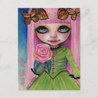 Pink haired Rose Blythe doll fan art Postcard