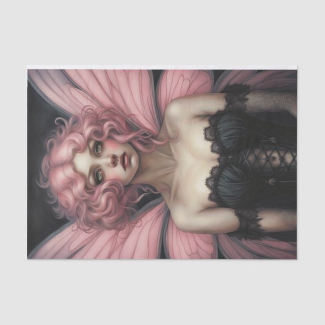 Pink Haired Spring Goth Fairy Decoupage  Tissue Paper (Front)