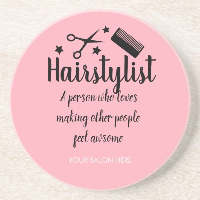 Pink Hairstylist Quote Funny Hairdresser Stars  Coaster (Front)
