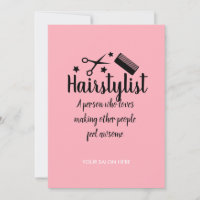 Pink Hairstylist Quote Funny Hairdresser Stars 