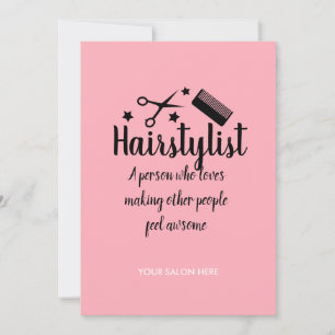 Pink Hairstylist Quote Funny Hairdresser Stars  Holiday Card