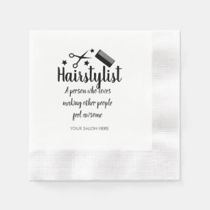 Pink Hairstylist Quote Funny Hairdresser Stars  Napkin