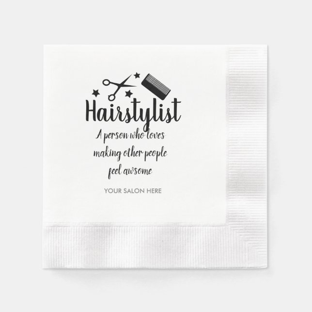 Pink Hairstylist Quote Funny Hairdresser Stars  Napkin (Front)