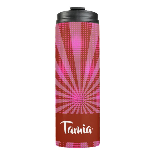 Pink halftone pattern thermal tumbler (Front)