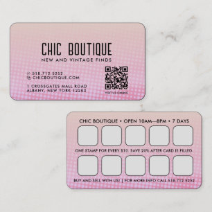 Pink Halftones QR Code Reward Business Card