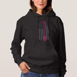 Pink Halligan Tool Firefighter Breast Cancer Aware Hoodie