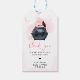 Pink Halloween A Baby is Brewing Favour Tags