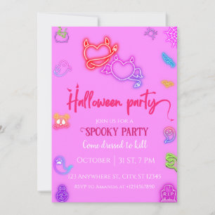 Pink Halloween Adult Cocktail Party Invitation