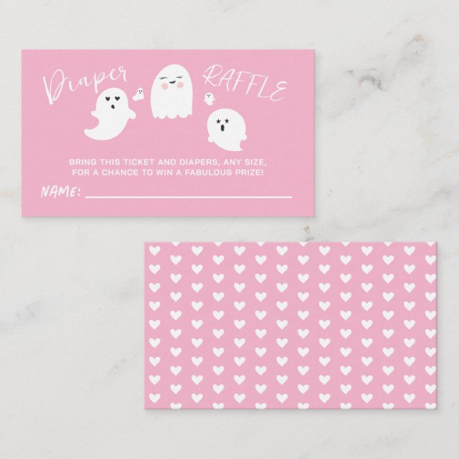 Pink Halloween Baby Diaper Raffle Enclosure Card (Front/Back)