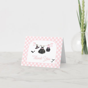 Pink Halloween Baby is Brewing Baby Shower Thank You Card