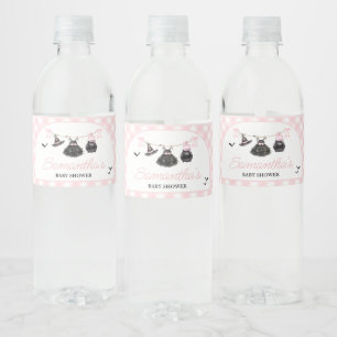 Pink Halloween Baby is Brewing Baby Shower Water Bottle Label