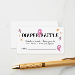 Pink Halloween Baby Shower Diaper Raffle Enclosure Card