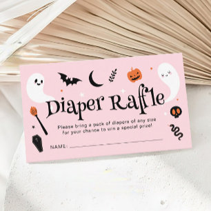 Pink Halloween Baby Shower Diaper Raffle Enclosure Card