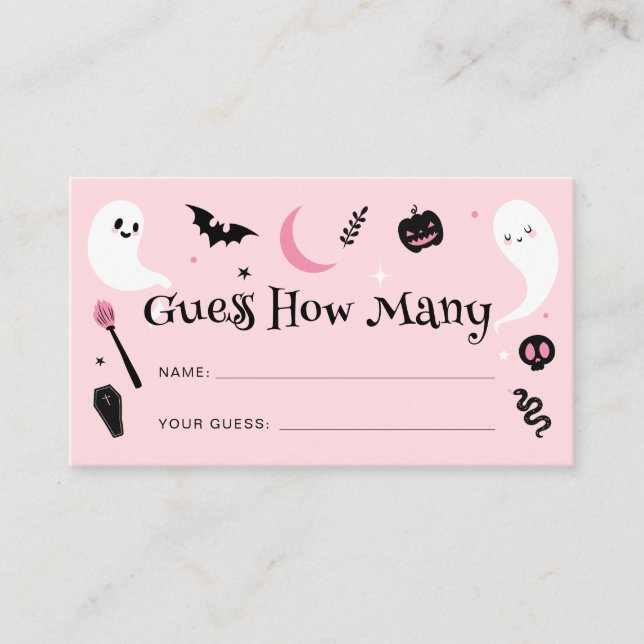 Pink Halloween Baby Shower Guess How Many Game  Enclosure Card (Front)