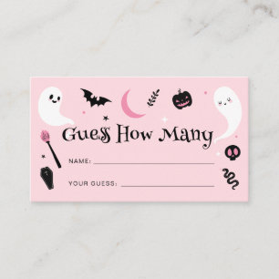 Pink Halloween Baby Shower Guess How Many Game  Enclosure Card